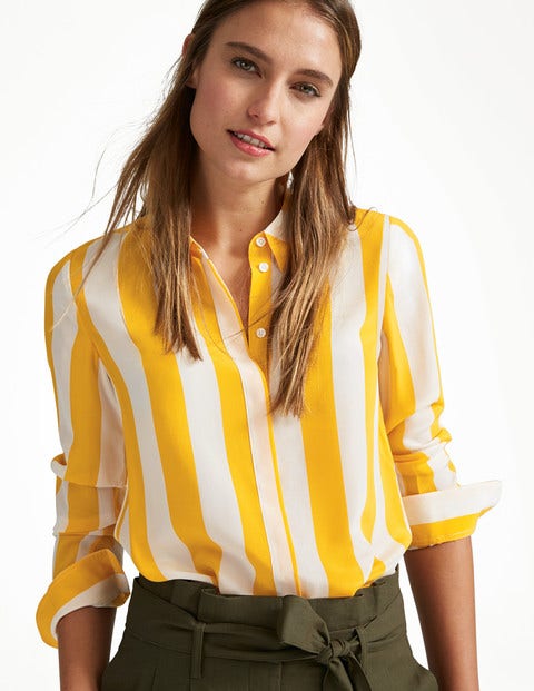 The Silk Shirt - Ivory & Happy Stripe The Silk Shirt - Ivory & Happy Stripe