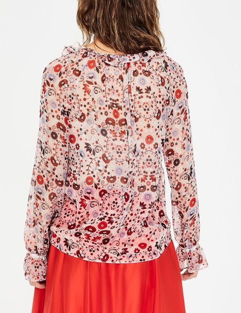 Stephanie Silk Blouse - Milkshake Folk Meadow Stephanie Silk Blouse - Milkshake Folk Meadow