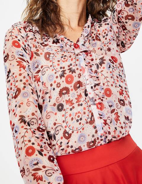 Stephanie Silk Blouse - Milkshake Folk Meadow Stephanie Silk Blouse - Milkshake Folk Meadow