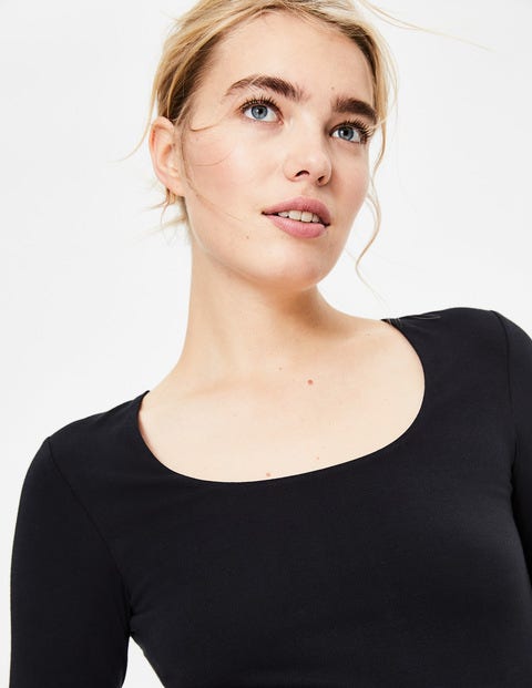 T-Shirt Mit Doppellagiger Vorderseite - Schwarz T-Shirt Mit Doppellagiger Vorderseite - Schwarz