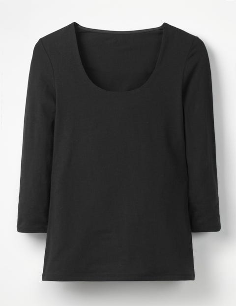 T-Shirt Mit Doppellagiger Vorderseite - Schwarz T-Shirt Mit Doppellagiger Vorderseite - Schwarz
