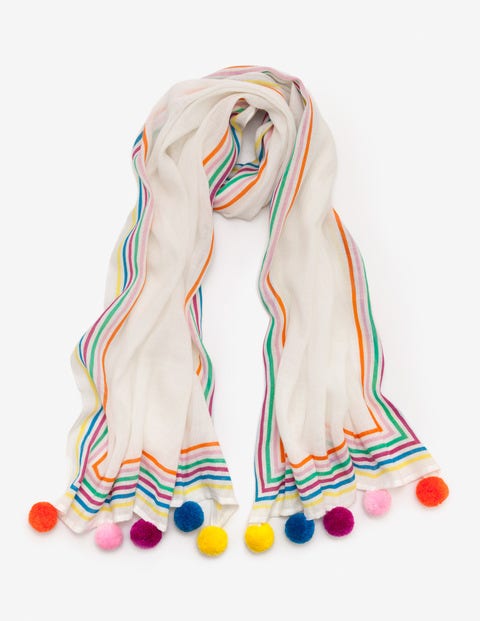 Foulard À Pompons - Blanc et arc-en-ciel Foulard À Pompons - Blanc et arc-en-ciel