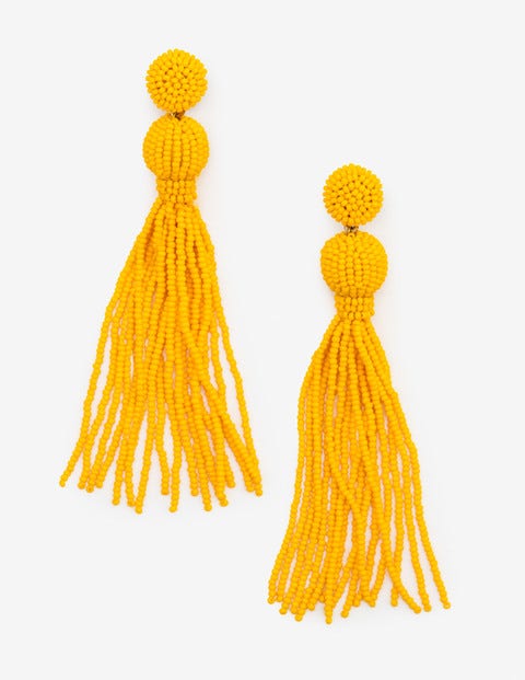 Beaded Tassel Earrings - Happy Beaded Tassel Earrings - Happy