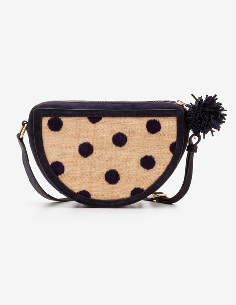 Truro Raffia Embroidered Bag - Navy and Raffia Spot Truro Raffia Embroidered Bag - Navy and Raffia Spot