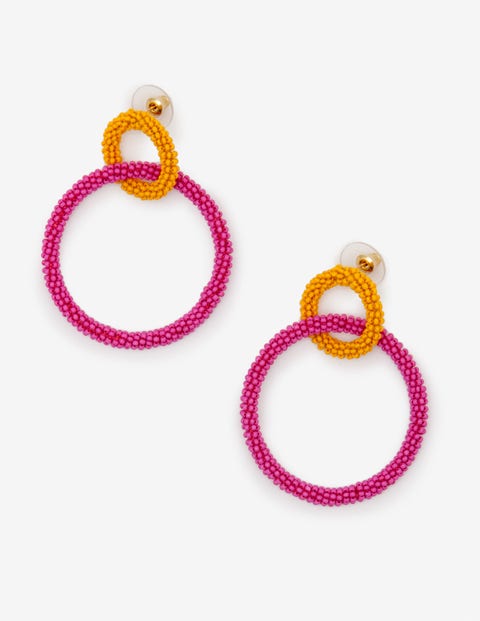 Runde Ohrringe Mit Perlen - Fröhliches Rosa und Rosarot Runde Ohrringe Mit Perlen - Fröhliches Rosa und Rosarot