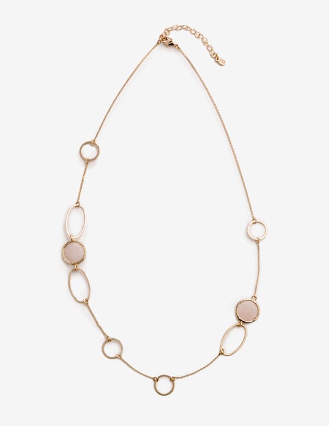 Semi-Precious Shapes Necklace - Gold and Rose Quartz Semi-Precious Shapes Necklace - Gold and Rose Quartz
