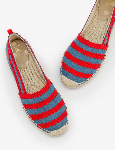 Violette Espadrilles - Chambray and Red Pop Ric Rac Violette Espadrilles - Chambray and Red Pop Ric Rac