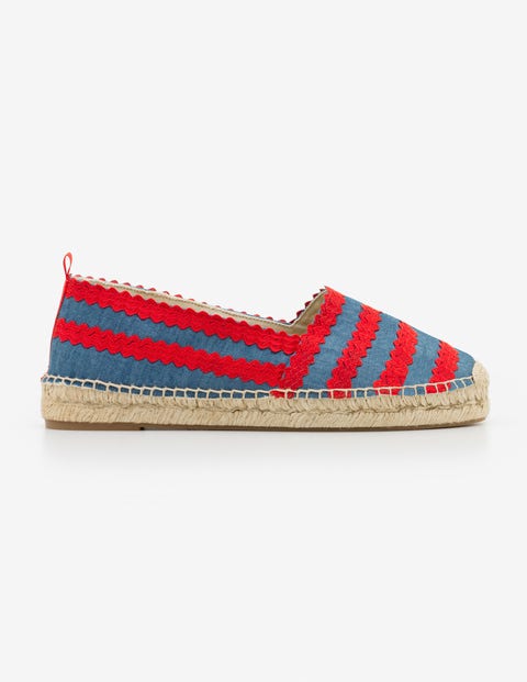 Violette Espadrilles - Chambray and Red Pop Ric Rac Violette Espadrilles - Chambray and Red Pop Ric Rac
