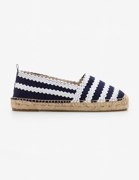 Violette Espadrilles - Navy and Ivory Ric Rac Violette Espadrilles - Navy and Ivory Ric Rac