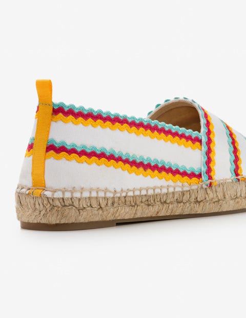Violette Espadrilles - White and Rainbow Ric Rac Violette Espadrilles - White and Rainbow Ric Rac