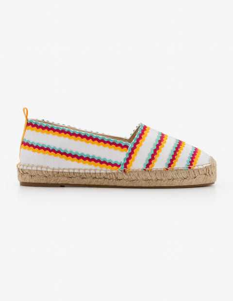 Violette Espadrilles - White and Rainbow Ric Rac Violette Espadrilles - White and Rainbow Ric Rac