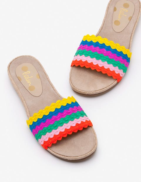 Emily Espadrille Slides - Rainbow Ric Rac Emily Espadrille Slides - Rainbow Ric Rac