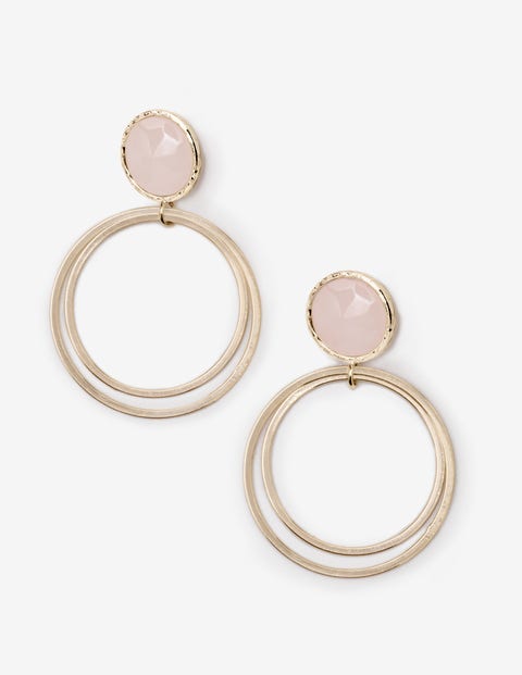 Semi-Precious Earrings - Gold and Rose Quartz Semi-Precious Earrings - Gold and Rose Quartz