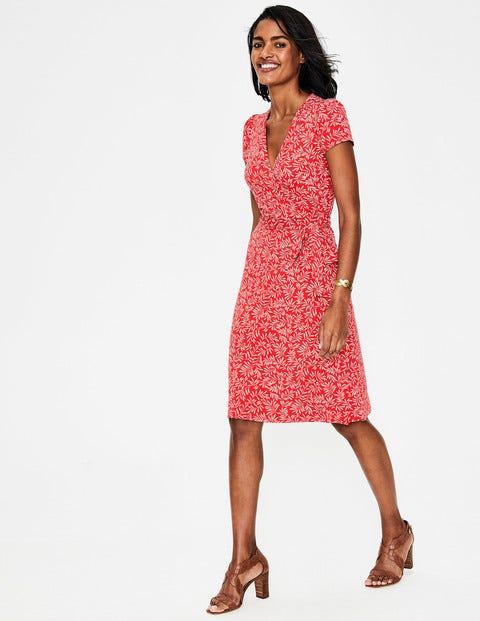 Summer Wrap Dress - Red Pop, Olive Branch Summer Wrap Dress - Red Pop, Olive Branch