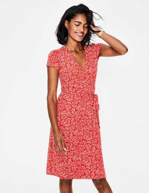Summer Wrap Dress - Red Pop, Olive Branch Summer Wrap Dress - Red Pop, Olive Branch