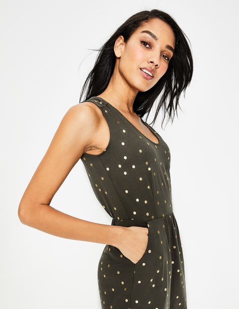 Melinda Jersey Dress - Khaki Foil Spot Melinda Jersey Dress - Khaki Foil Spot
