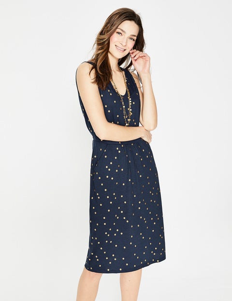 Melinda Jersey Dress - Navy Foil Spot Melinda Jersey Dress - Navy Foil Spot