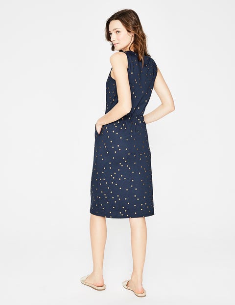Melinda Jersey Dress - Navy Foil Spot Melinda Jersey Dress - Navy Foil Spot