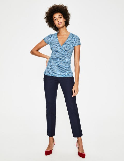 Short Sleeve Wrap Top - Cyan, Halo Short Sleeve Wrap Top - Cyan, Halo