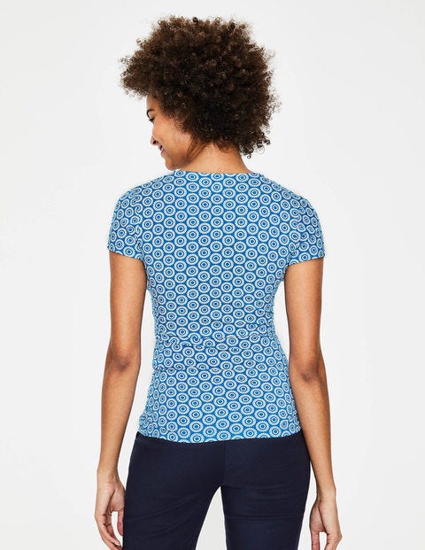 Short Sleeve Wrap Top - Cyan, Halo Short Sleeve Wrap Top - Cyan, Halo