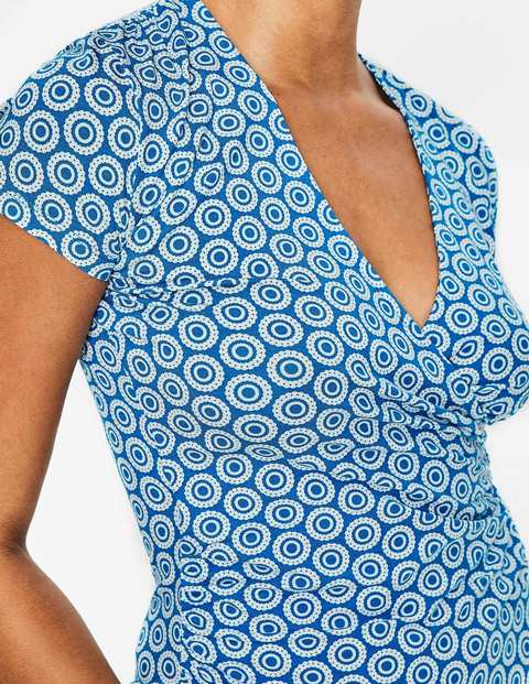 Short Sleeve Wrap Top - Cyan, Halo Short Sleeve Wrap Top - Cyan, Halo