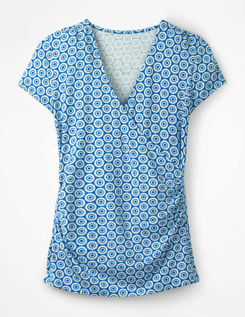 Short Sleeve Wrap Top - Cyan, Halo Short Sleeve Wrap Top - Cyan, Halo