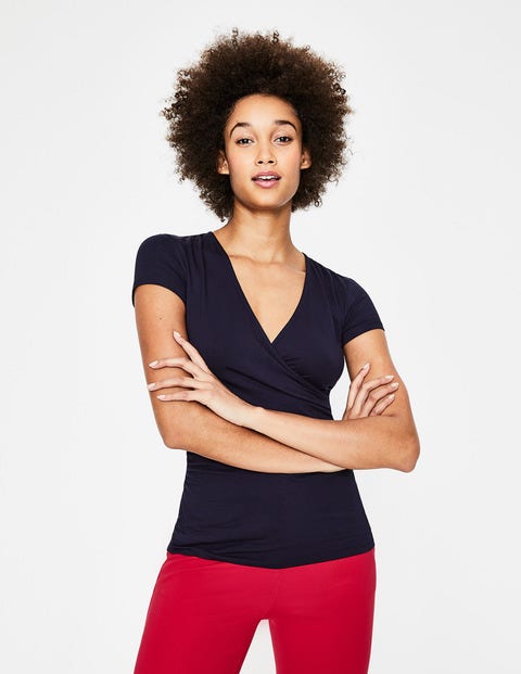 Short Sleeve Wrap Top - Navy Short Sleeve Wrap Top - Navy