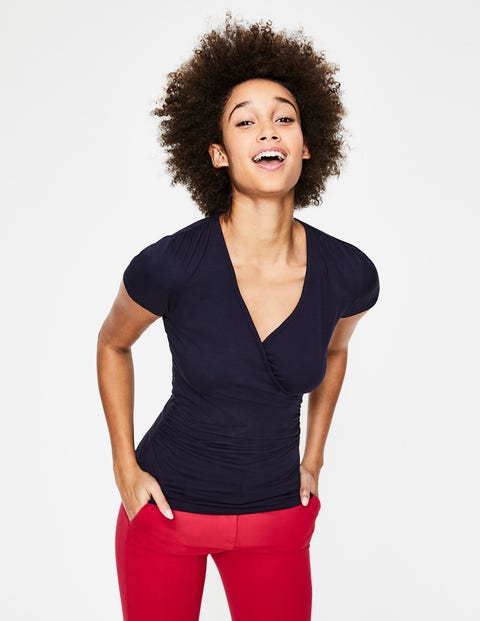 Short Sleeve Wrap Top - Navy Short Sleeve Wrap Top - Navy