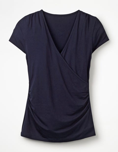 Short Sleeve Wrap Top - Navy Short Sleeve Wrap Top - Navy