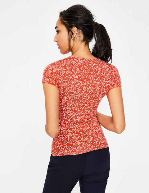 Short Sleeve Wrap Top - Red Pop, Olive Branch Short Sleeve Wrap Top - Red Pop, Olive Branch
