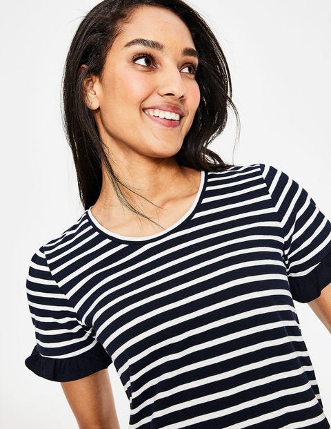 Emily Jersey Dress - Navy/Ivory Stripe Colourblock Emily Jersey Dress - Navy/Ivory Stripe Colourblock