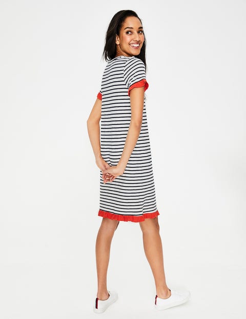 Emily Jersey Dress - Ivory/Navy Stripe Colourblock Emily Jersey Dress - Ivory/Navy Stripe Colourblock