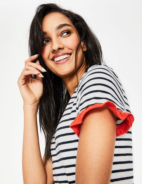 Emily Jersey Dress - Ivory/Navy Stripe Colourblock Emily Jersey Dress - Ivory/Navy Stripe Colourblock
