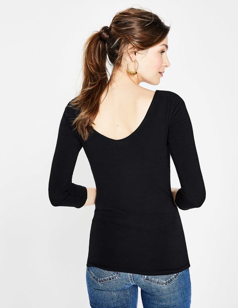 Double Layer V-Back Top - Black Double Layer V-Back Top - Black