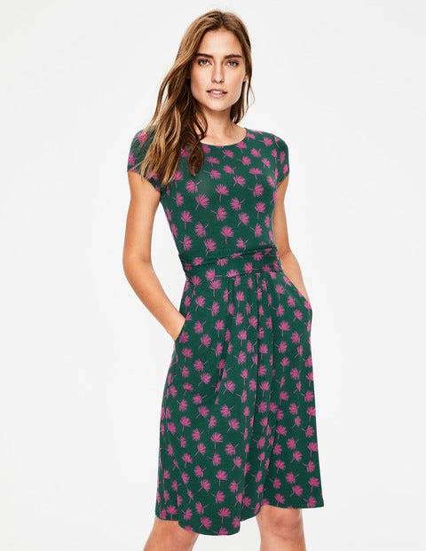 Amelie Jersey Dress - Woodland Green Holiday Palm Amelie Jersey Dress - Woodland Green Holiday Palm