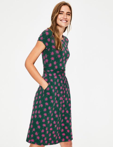Amelie Jersey Dress - Woodland Green Holiday Palm Amelie Jersey Dress - Woodland Green Holiday Palm