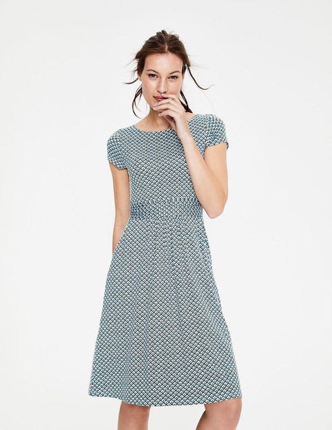 Amelie Jersey Dress - Heron Blue Sketchy Geo Amelie Jersey Dress - Heron Blue Sketchy Geo