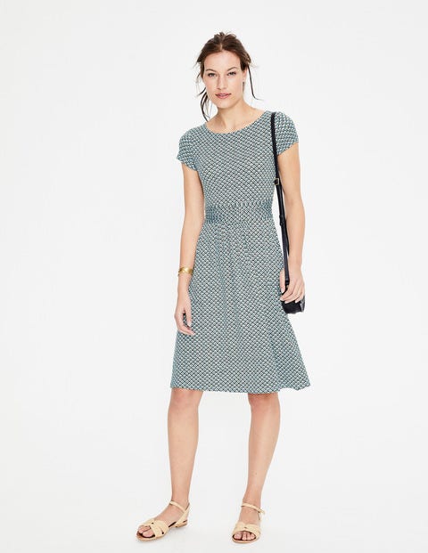 Amelie Jersey Dress - Heron Blue Sketchy Geo Amelie Jersey Dress - Heron Blue Sketchy Geo