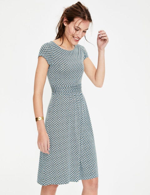 Amelie Jersey Dress - Heron Blue Sketchy Geo Amelie Jersey Dress - Heron Blue Sketchy Geo