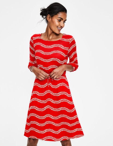 Talia Jersey Dress - Red Pop Swaying Vine Talia Jersey Dress - Red Pop Swaying Vine