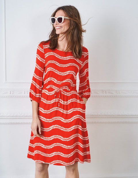 Talia Jersey Dress - Red Pop Swaying Vine Talia Jersey Dress - Red Pop Swaying Vine