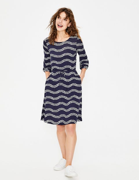 Talia Jersey Dress - Navy Swaying Vine Talia Jersey Dress - Navy Swaying Vine