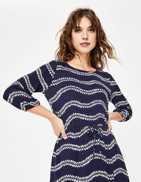 Talia Jersey Dress - Navy Swaying Vine Talia Jersey Dress - Navy Swaying Vine