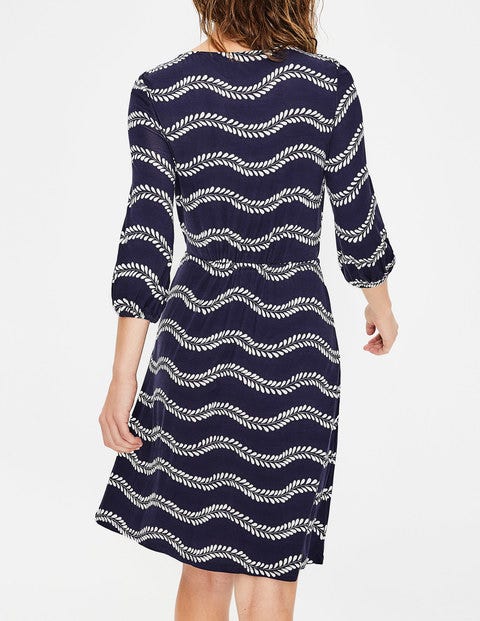 Talia Jersey Dress - Navy Swaying Vine Talia Jersey Dress - Navy Swaying Vine