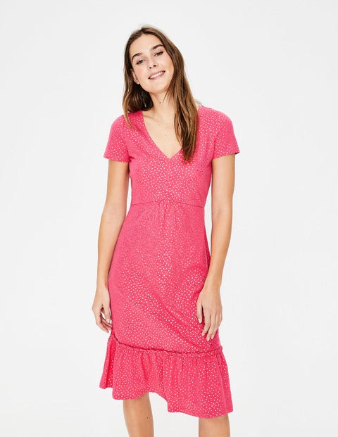 Robe Melissa En Jersey - Pois métallisés glace à la fraise Robe Melissa En Jersey - Pois métallisés glace à la fraise