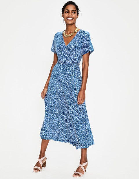 Robe Midi Cassia En Jersey - Motif Puff cobalt/ivoire Robe Midi Cassia En Jersey - Motif Puff cobalt/ivoire