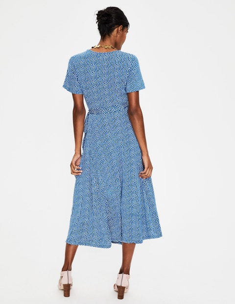 Robe Midi Cassia En Jersey - Motif Puff cobalt/ivoire Robe Midi Cassia En Jersey - Motif Puff cobalt/ivoire