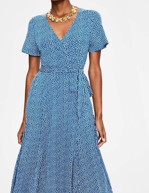 Robe Midi Cassia En Jersey - Motif Puff cobalt/ivoire Robe Midi Cassia En Jersey - Motif Puff cobalt/ivoire
