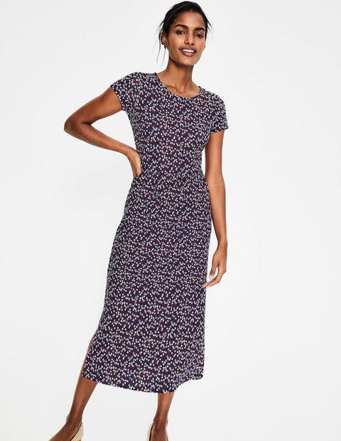 Nicola Jersey Midi Dress - Navy Daisy Sprig Nicola Jersey Midi Dress - Navy Daisy Sprig