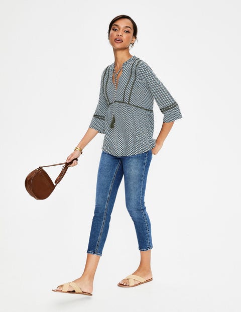 Gemma Jersey Top - Heron Blue Sketchy Geo Gemma Jersey Top - Heron Blue Sketchy Geo